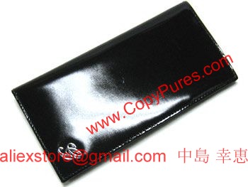 GUCCI　グッチ　財布　メンズ　長札　札入れ　Gスクリプト　ブリリアント　エナメルカーフ　ブラック　203599